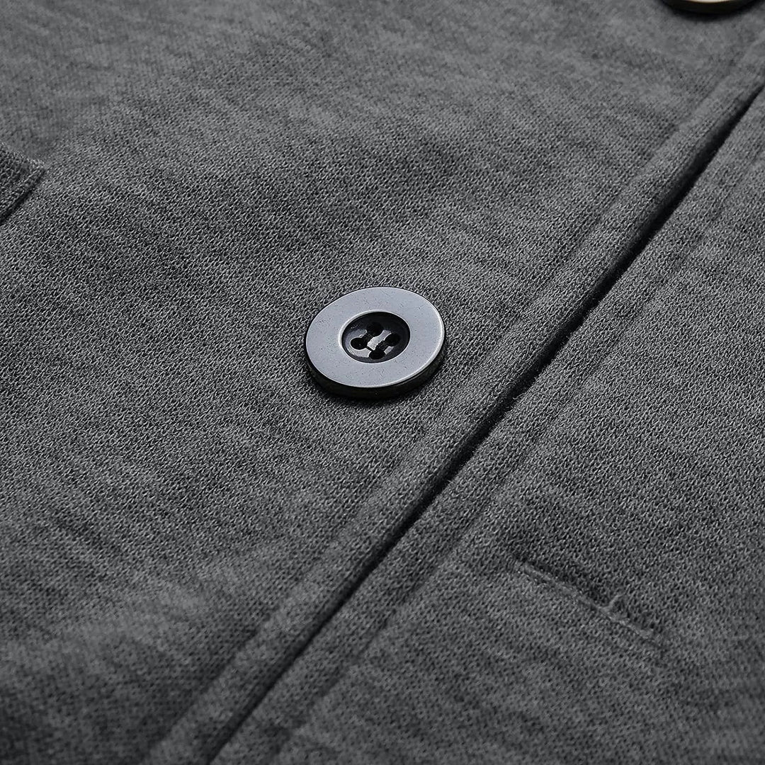 Klassischer Herrenblazer, zeitloses Design, dunkles Grau, elegante Passform, ideal für formelle und informelle Anlässe.
