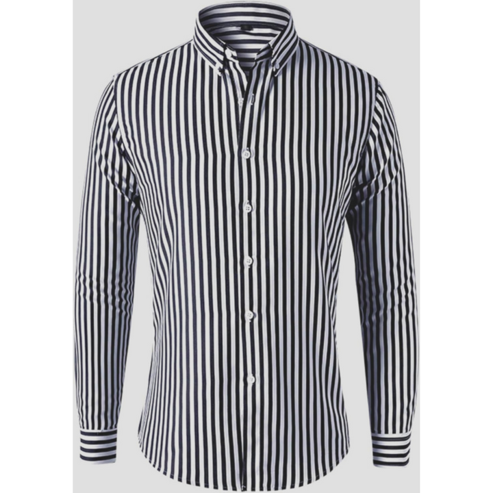 "Klassisches Herren-Langarmhemd mit Streifen, Button-Down-Kragen, stilvoll und vielseitig für jeden Anlass."