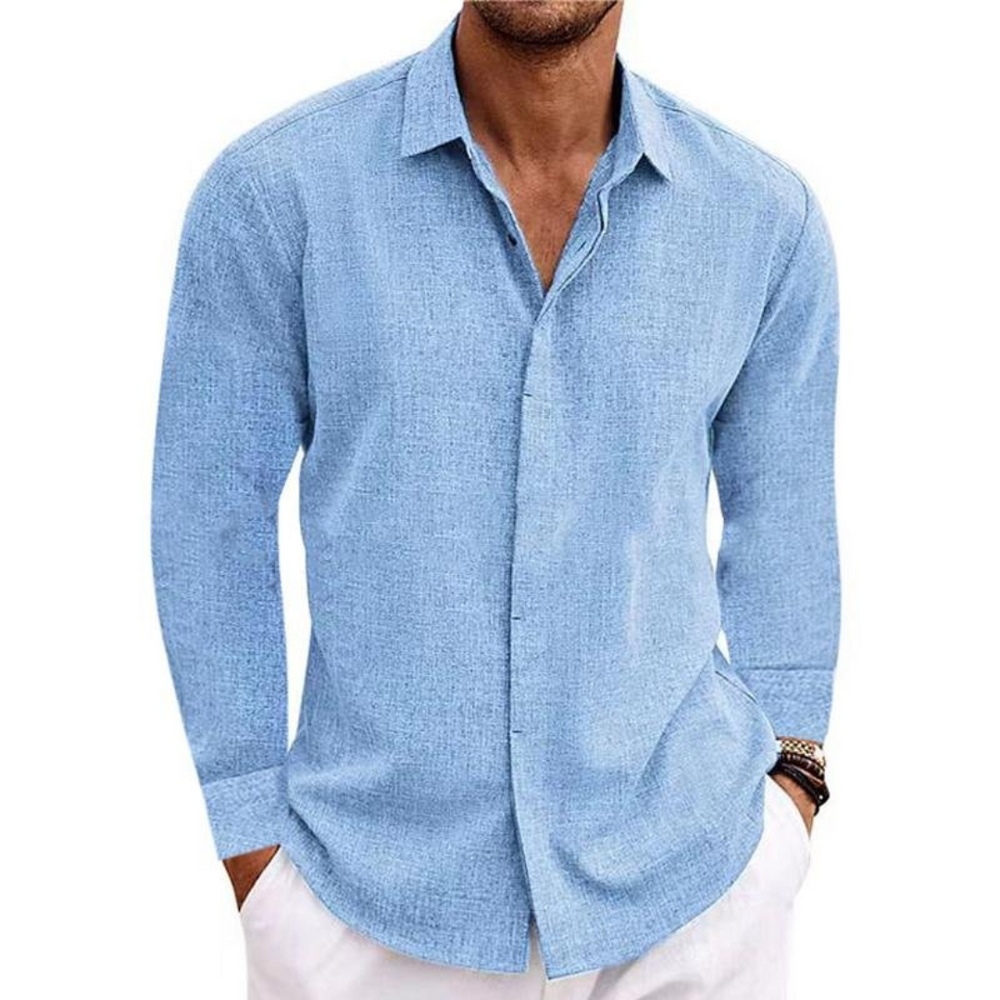 Klassisches Herren Langarmshirt, lässige Passform, vielseitig kombinierbar, ideal für Büro oder Freizeit, zeitloses Design.