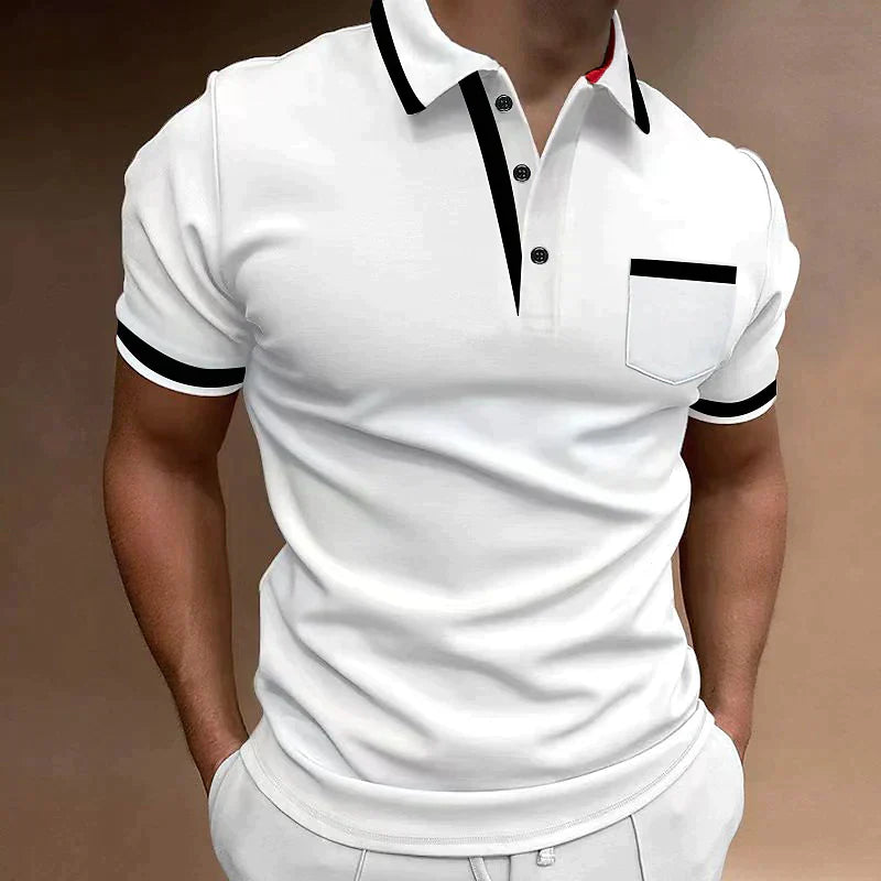 "Klassisches Herren Polo Shirt in Blau, atmungsaktives Material, vielseitig für Beruf und Freizeit, elegante Mode"
