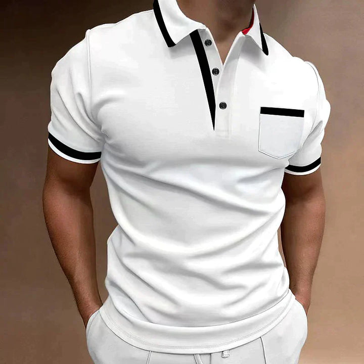 "Klassisches Herren Polo Shirt in Blau, atmungsaktives Material, vielseitig für Beruf und Freizeit, elegante Mode"