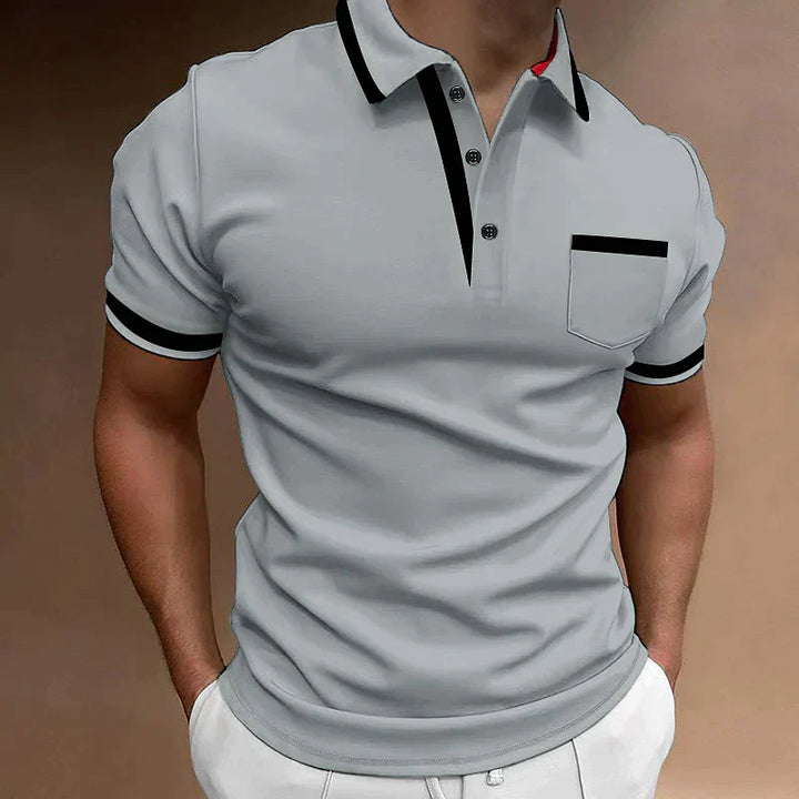 "Klassisches Herren Polo Shirt in Blau, atmungsaktives Material, vielseitig für Beruf und Freizeit, elegante Mode"