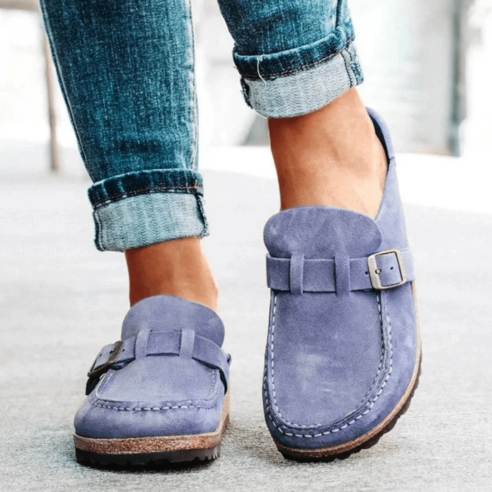Komfortable Damen Sandalen aus Wildleder mit Memory-Schaum, ergonomisches Design, rutschfeste Sohle, ideal für Sommer.