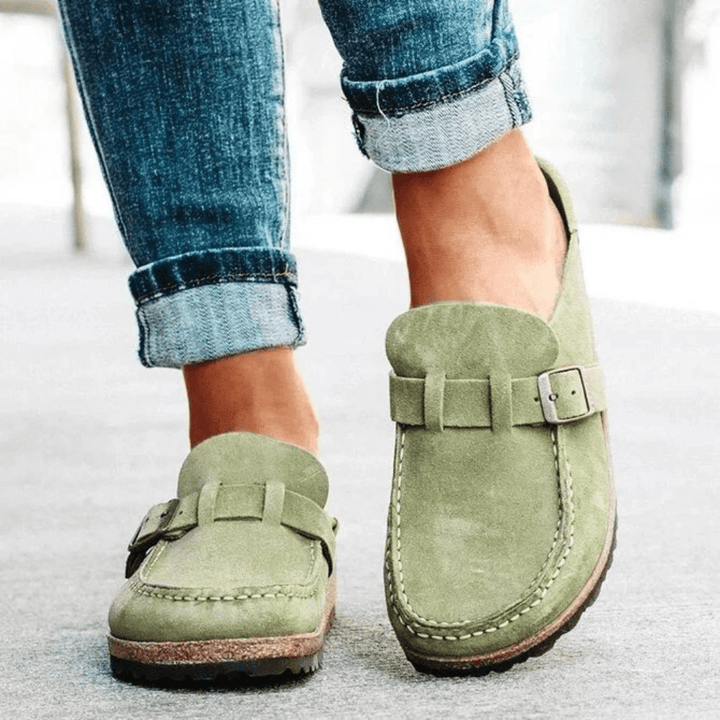 Komfortable Damen Sandalen aus Wildleder mit Memory-Schaum, ergonomisches Design, rutschfeste Sohle, ideal für Sommer.