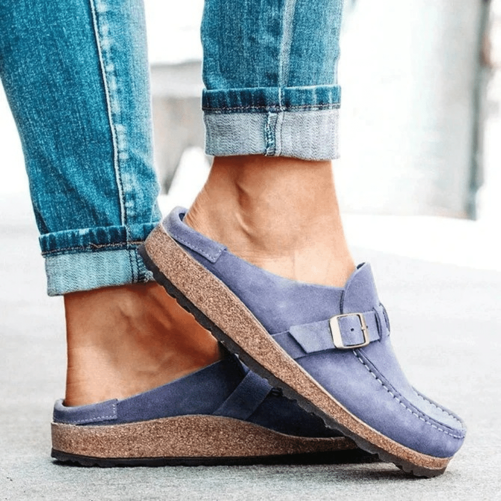 Komfortable Damen Sandalen aus Wildleder mit Memory-Schaum, ergonomisches Design, rutschfeste Sohle, ideal für Sommer.