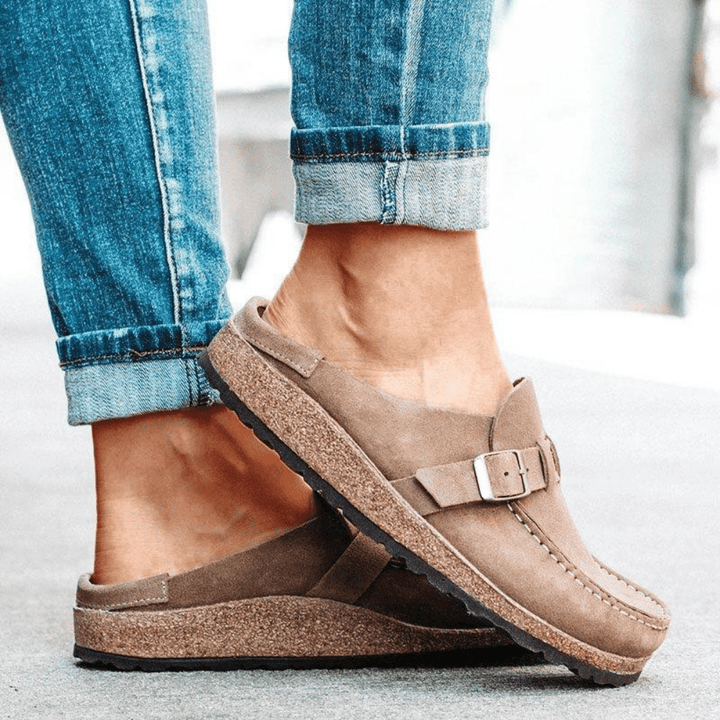 Komfortable Damen Sandalen aus Wildleder mit Memory-Schaum, ergonomisches Design, rutschfeste Sohle, ideal für Sommer.