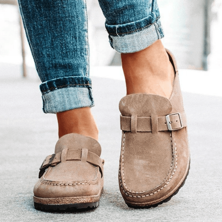 Komfortable Damen Sandalen aus Wildleder mit Memory-Schaum, ergonomisches Design, rutschfeste Sohle, ideal für Sommer.
