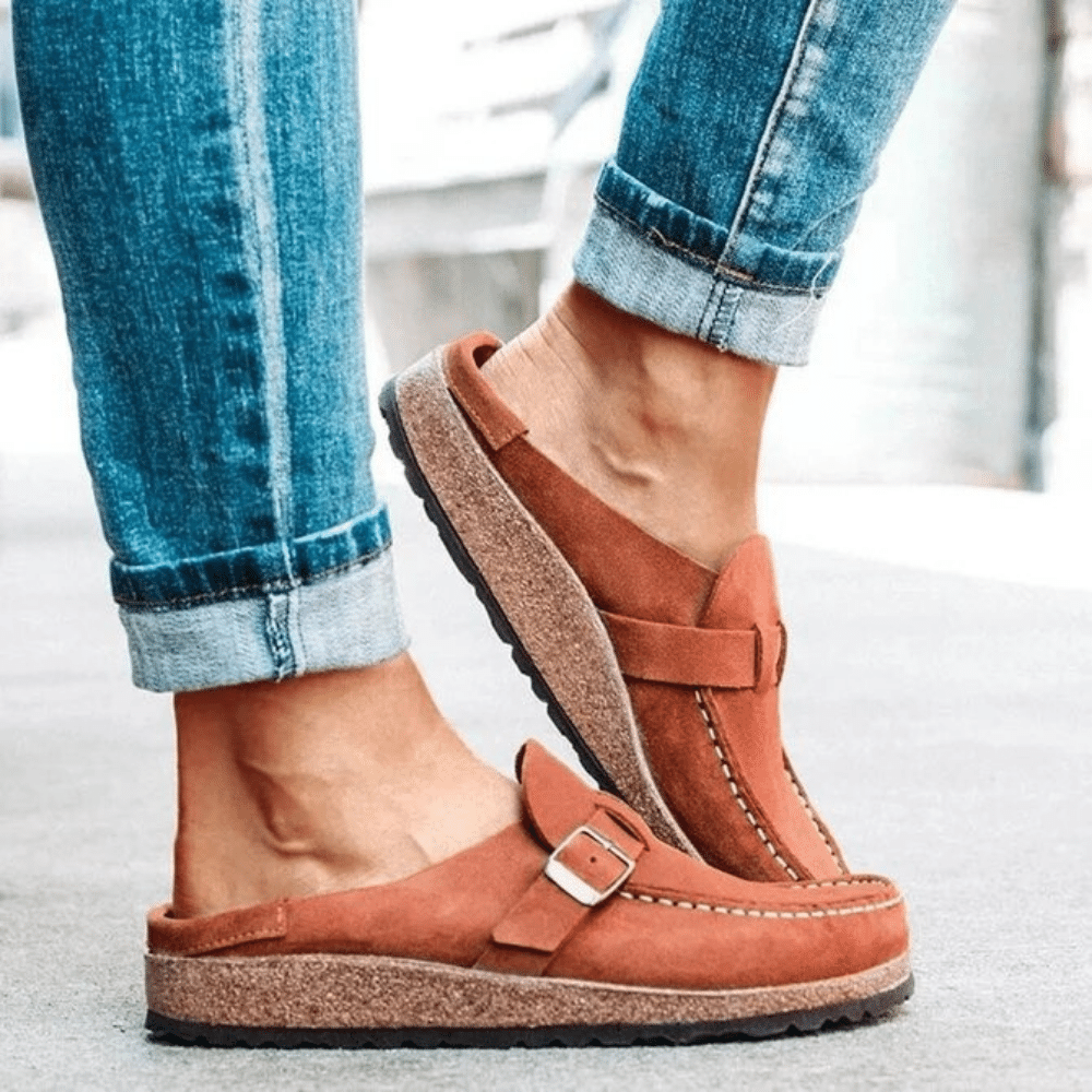 Komfortable Damen Sandalen aus Wildleder mit Memory-Schaum, ergonomisches Design, rutschfeste Sohle, ideal für Sommer.