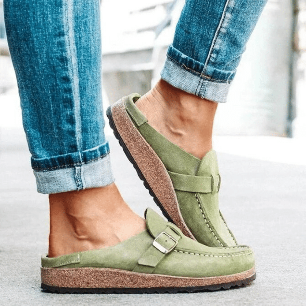 Komfortable Damen Sandalen aus Wildleder mit Memory-Schaum, ergonomisches Design, rutschfeste Sohle, ideal für Sommer.