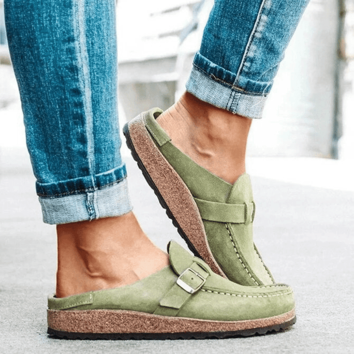 Komfortable Damen Sandalen aus Wildleder mit Memory-Schaum, ergonomisches Design, rutschfeste Sohle, ideal für Sommer.