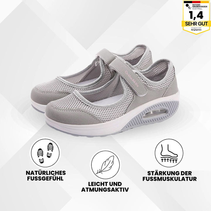 "Komfortable Damen Sandalen, schmerzlindernd, sandfarben, rutschfest, flexibel, für gesunde Füße und optimalen Halt."