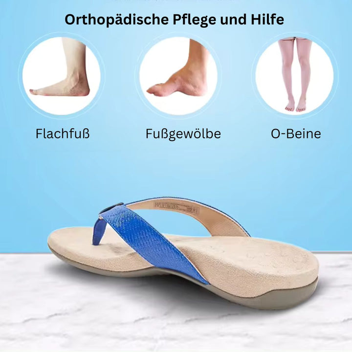 "Komfortable orthopädische Damen-Sandalen mit rutschfester Sohle und Zehentrenner, ideal zur Fußschmerzlinderung."