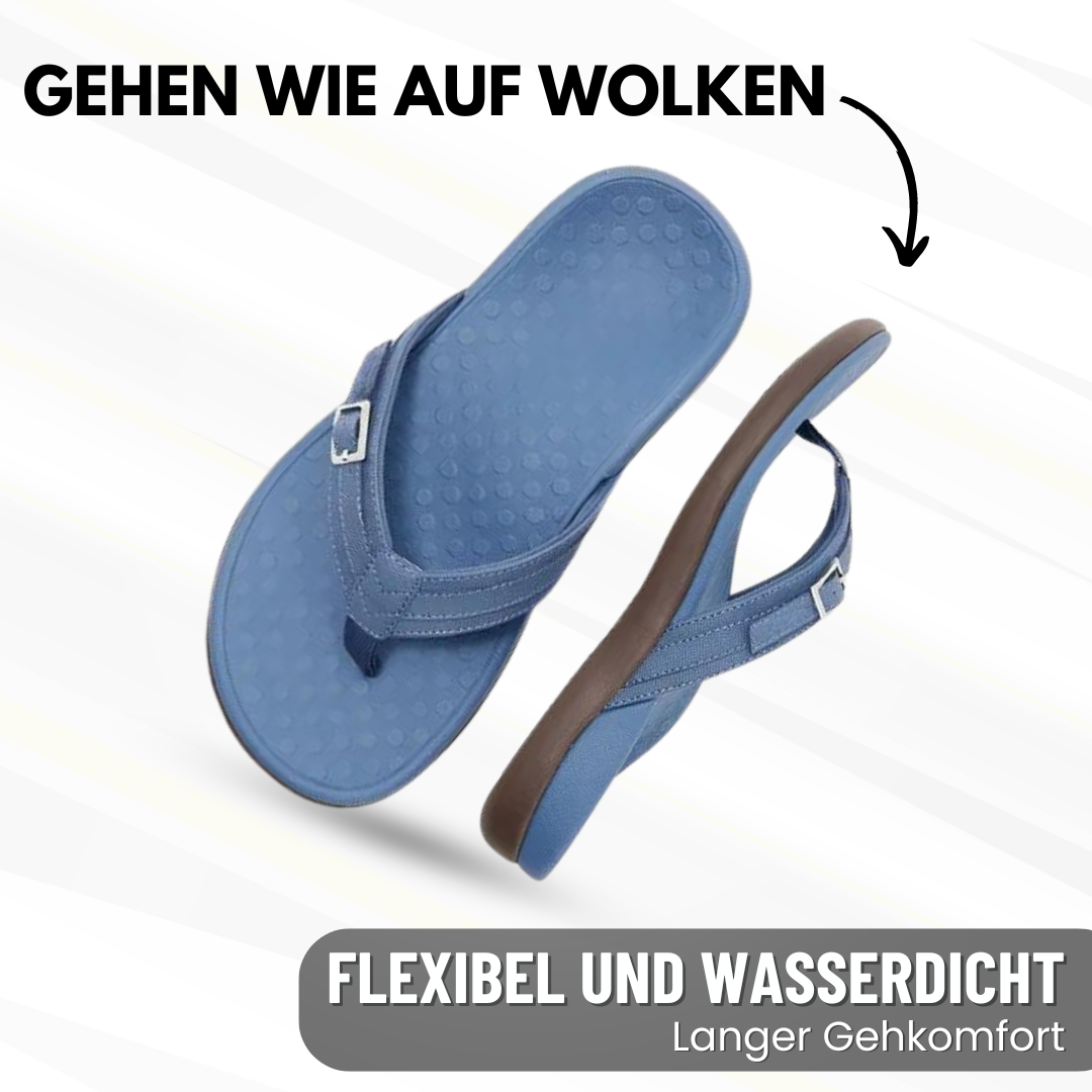 "Komfortable orthopädische Damen-Sandalen mit rutschfester Sohle und Zehentrenner, ideal zur Fußschmerzlinderung."