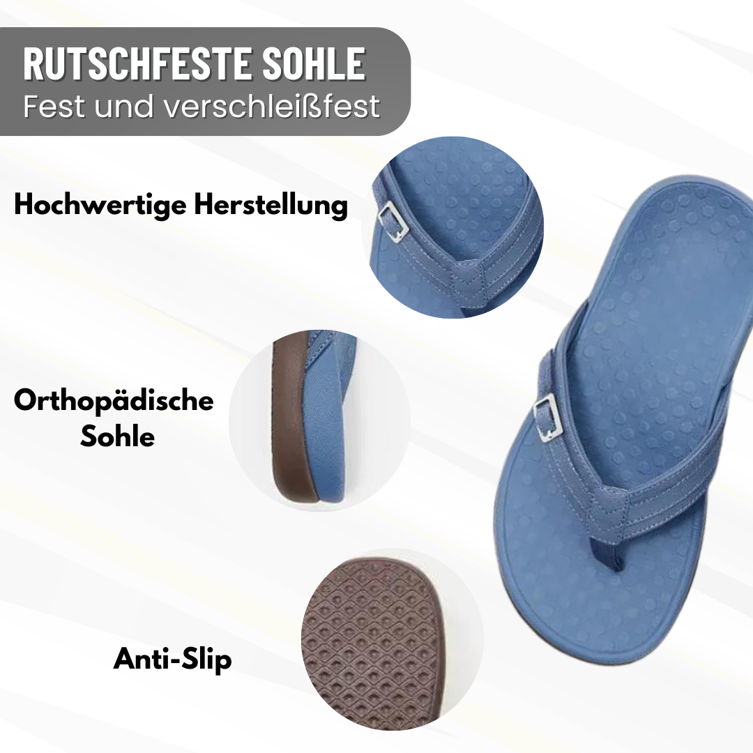 "Komfortable orthopädische Damen-Sandalen mit rutschfester Sohle und Zehentrenner, ideal zur Fußschmerzlinderung."