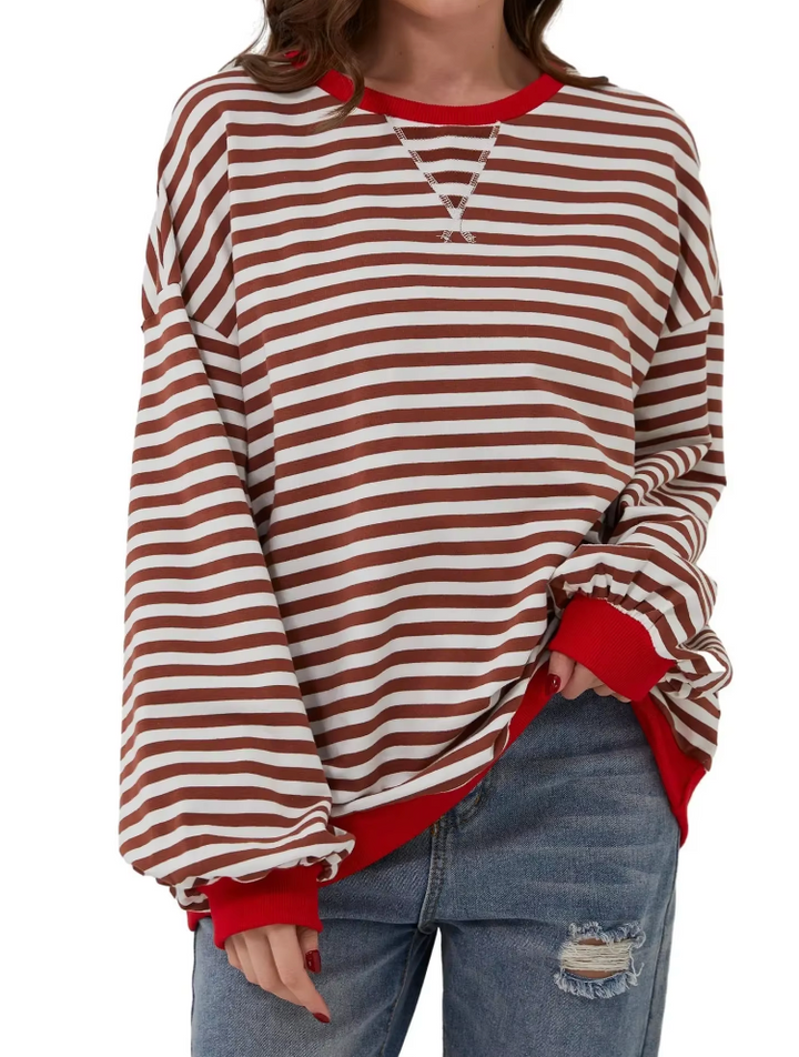 "Komfortables gestreiftes Damen-Sweatshirt, zeitgemäßer Stil, vielseitiger Look, weiche, lockere Passform, ideal für Alltag"
