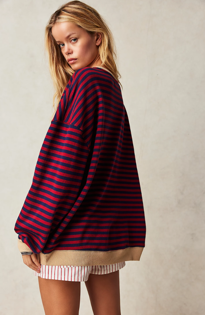 "Komfortables gestreiftes Damen-Sweatshirt, zeitgemäßer Stil, vielseitiger Look, weiche, lockere Passform, ideal für Alltag"