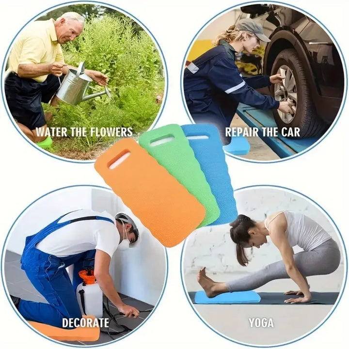 "Komfortables, rutschfestes Garten-Kniepolster in Hellblau für ergonomisches Arbeiten auf harten Oberflächen, ideal zum Pflan