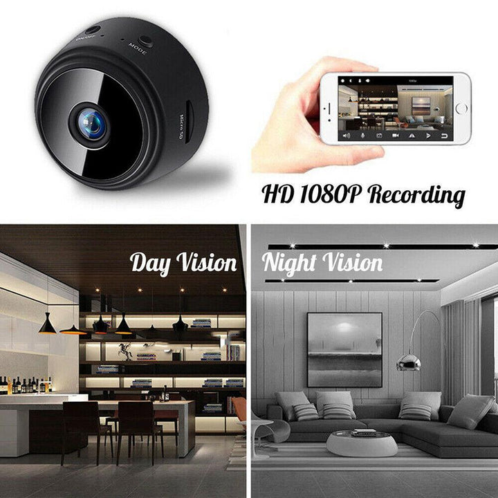 "Kompakte 1080P HD Mini Überwachungskamera, kabellos, mit Nachtsicht und Bewegungserkennung, ideal für Zuhause oder Büro."