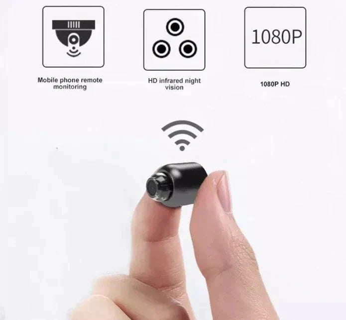 "Kompakte 1080P HD WiFi Sicherheitskamera, drahtlos mit Nachtsicht, ideal für Überwachung zuhause, Weitwinkelansicht."