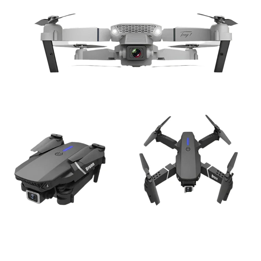 Kompakte Drohne in der Luft, ausgestattet mit 4K HD Kamera für atemberaubende Luftaufnahmen, stilvolles Design.