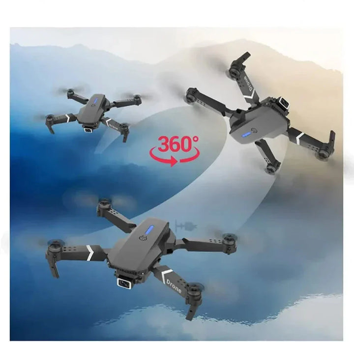 Kompakte Drohne in der Luft, ausgestattet mit 4K HD Kamera für atemberaubende Luftaufnahmen, stilvolles Design.