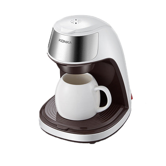 "Kompakte Mini Kaffeemaschine in Weiß mit kostenfreier Keramiktasse für stilvollen Kaffeegenuss, ideal für kleinen Raum."