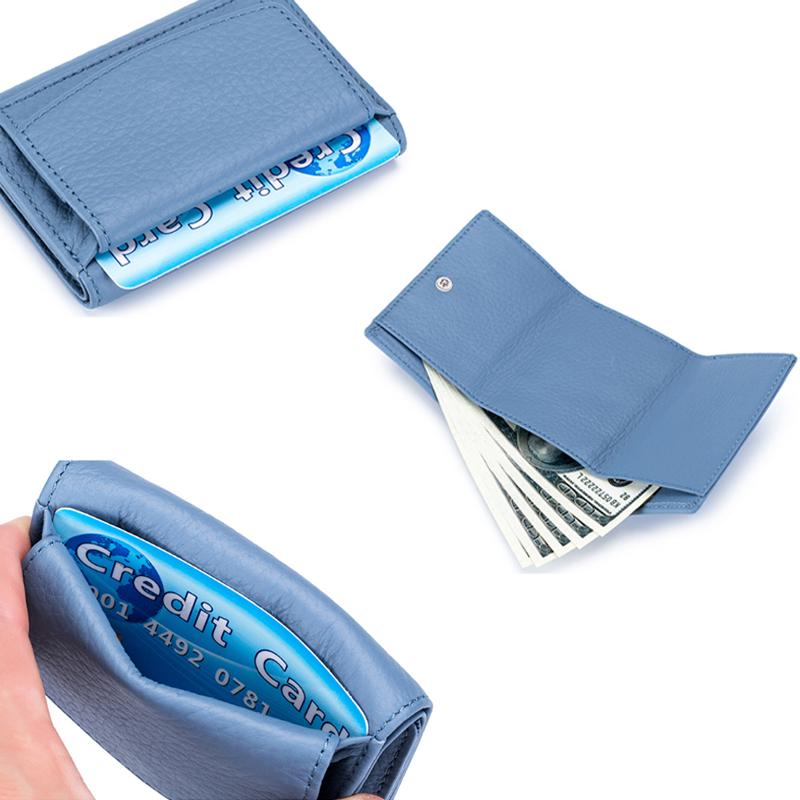 "Kompakte RFID-Leder-Geldbörse in Schwarz, bietet Datenschutz und vielseitigen Stauraum, perfekt für Damenhandtaschen."