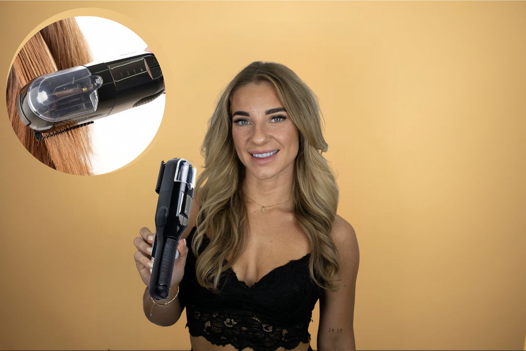 Kompakter, ergonomischer Splissentferner für glänzendes Haar, ideal für müheloses Trimmen gespaltenen Spitzen zuhause.