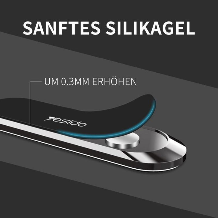 "Kompakter magnetischer Telefonhalter an Armaturenbrett, montagefrei, starke Magnetkraft für sicheres Smartphone-Halten."