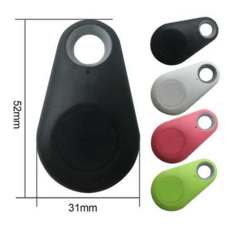 Kompakter Mini-GPS-Tracker in Blau, Grün, Rosa und Schwarz für Kinder, mit GPS-Ortung und SOS-Funktion.