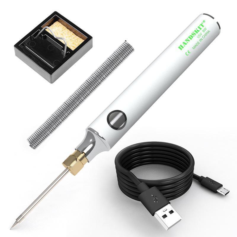 "Kompakter tragbarer Lötkolben mit USB-Ladefunktion, leichter Griff und variable Temperatureinstellungen für präzises Löten."