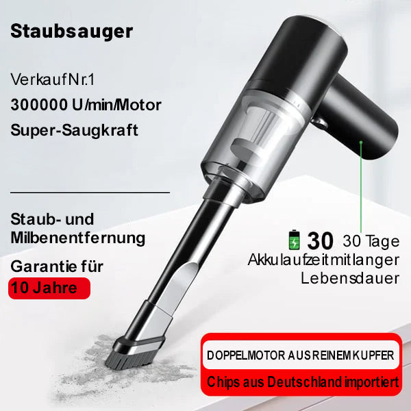 "Kompakter USB-Handstaubsauger, leicht und kraftvoll, ideal für Zuhause, Büro und Auto, mit vielseitigem Zubehör."