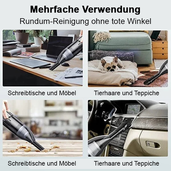 "Kompakter USB-Handstaubsauger, leicht und kraftvoll, ideal für Zuhause, Büro und Auto, mit vielseitigem Zubehör."