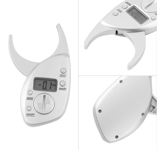 "Körperfettmessgerät mit großem LCD, ergonomischem Design und präzisen Messwerten aus robustem ABS-Material."