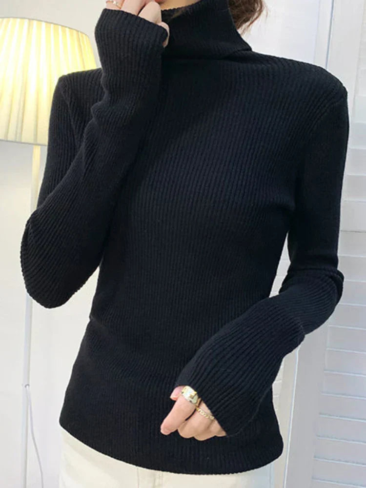 "Kuscheliger Damen Rollkragenpullover in Beige, elegant, ideal für Herbst/Winter, vielseitig kombinierbar für kalte Tage."