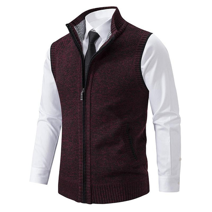 "Kuscheliger Fleece Strickpullover für Herren, grau meliert, atmungsaktiv, ideal für kalte Tage und stilvolle Eleganz."