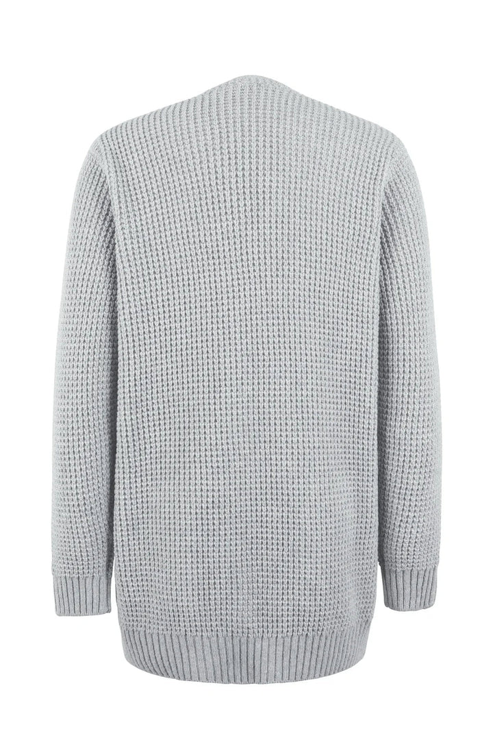 Langärmlige Damenstrickjacke in verschiedenen Farben, stilvoll und warm, ideal für Freizeit und elegante Anlässe.