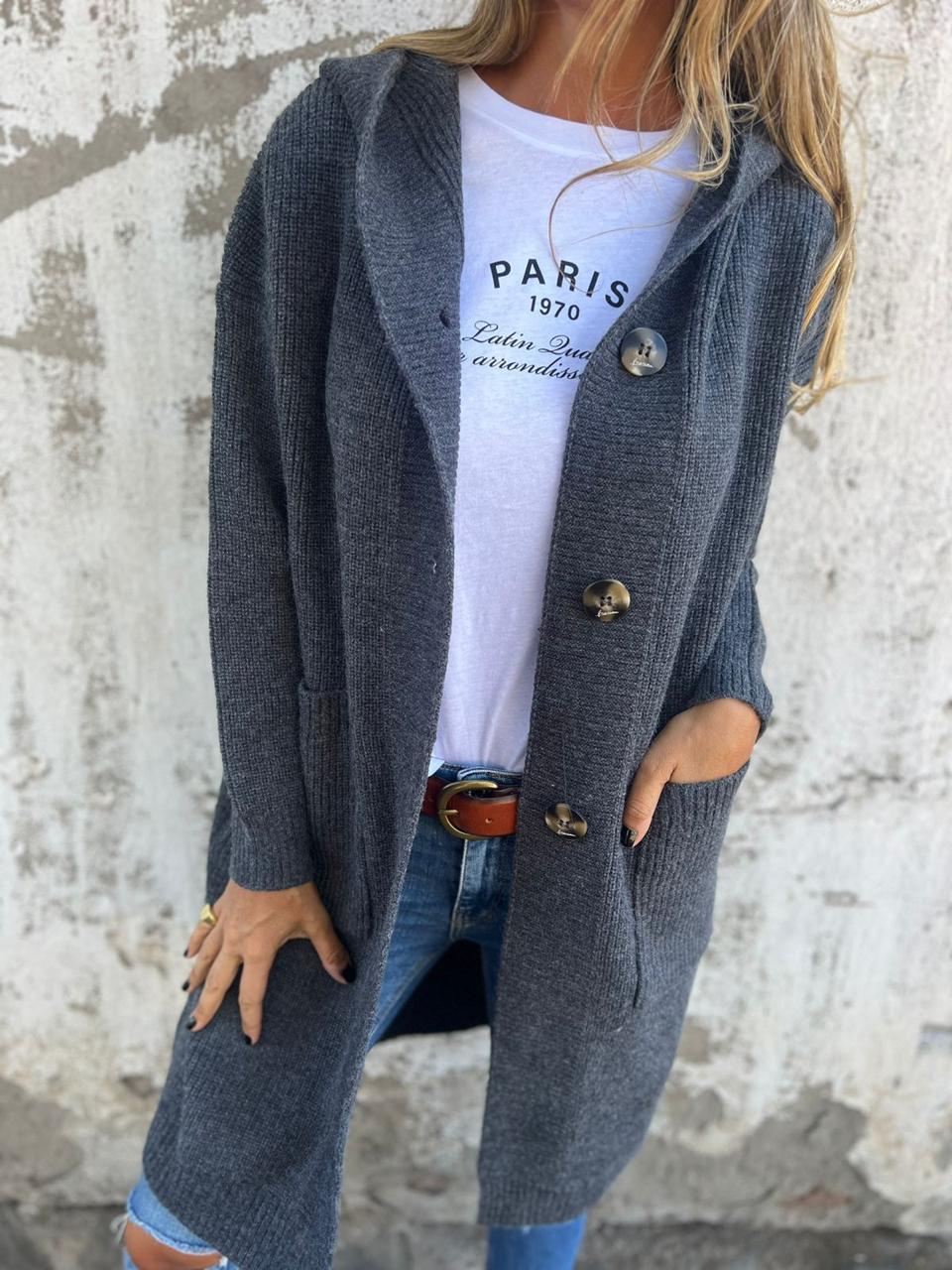 "Lange Strickjacke Damen, kuschelig weich, lockerer Schnitt, vielseitig kombinierbar, ideal für kühle Tage, stilvoll gemütlic