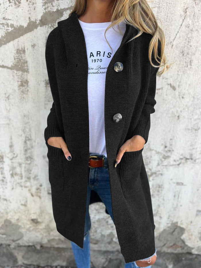 "Lange Strickjacke Damen, kuschelig weich, lockerer Schnitt, vielseitig kombinierbar, ideal für kühle Tage, stilvoll gemütlic