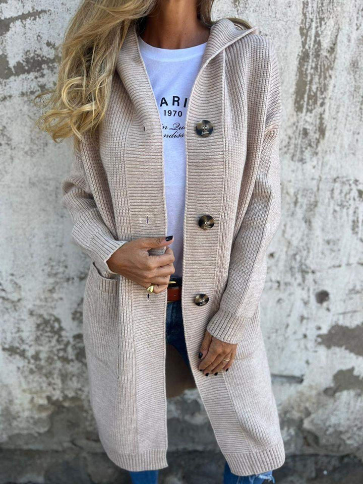 "Lange Strickjacke Damen, kuschelig weich, lockerer Schnitt, vielseitig kombinierbar, ideal für kühle Tage, stilvoll gemütlic