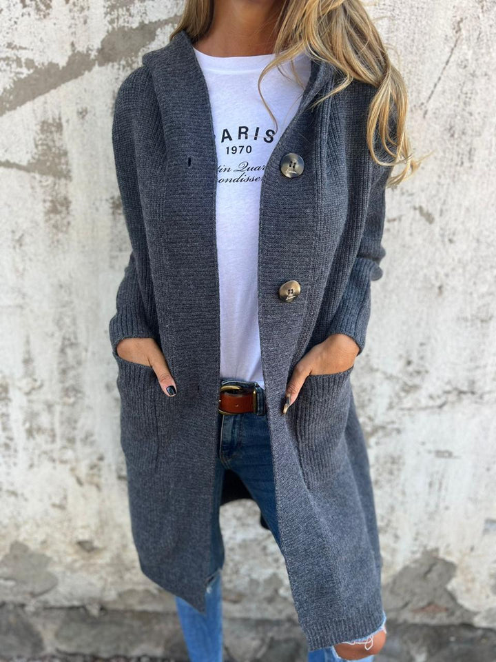 "Lange Strickjacke Damen, kuschelig weich, lockerer Schnitt, vielseitig kombinierbar, ideal für kühle Tage, stilvoll gemütlic