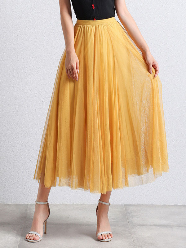 Langer Tutu-Tüllrock für Damen, ausgestellt, fließende Silhouette, Midirock, ideal für elegante Anlässe und Komfort.