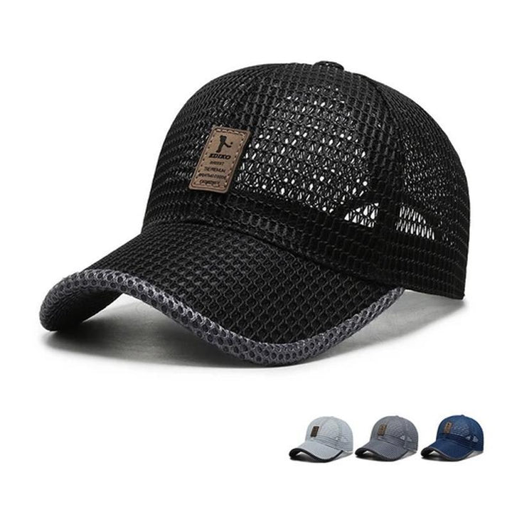 Lässige Baseballmütze mit Mesh-Panel, verstellbar, dunkelblau, ideal für Outdoor-Sommerabenteuer und Sportarten.