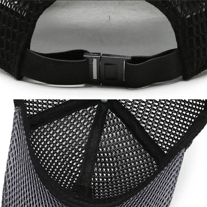 Lässige Baseballmütze mit Mesh-Panel, verstellbar, dunkelblau, ideal für Outdoor-Sommerabenteuer und Sportarten.