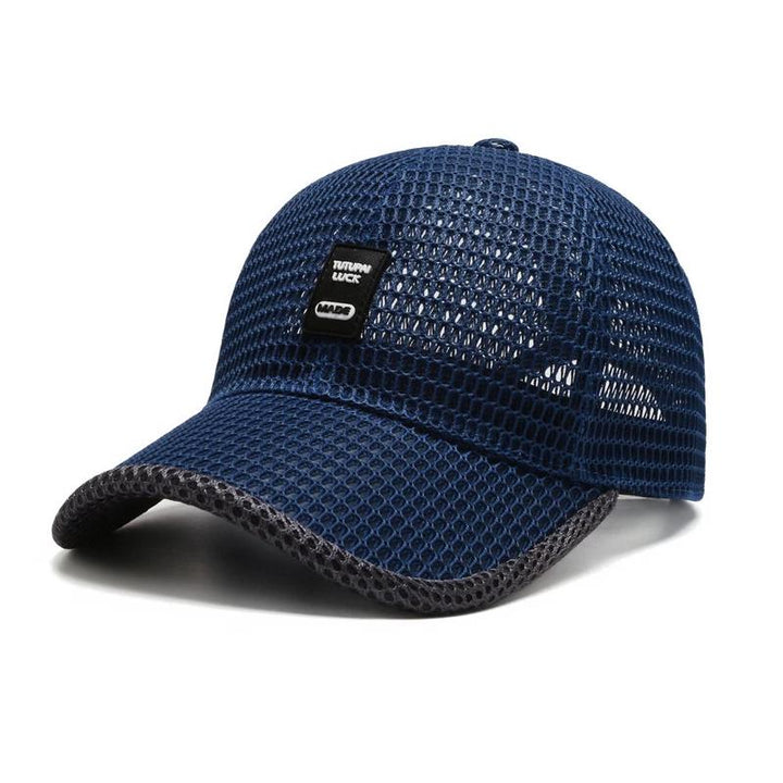 Lässige Baseballmütze mit Mesh-Panel, verstellbar, dunkelblau, ideal für Outdoor-Sommerabenteuer und Sportarten.