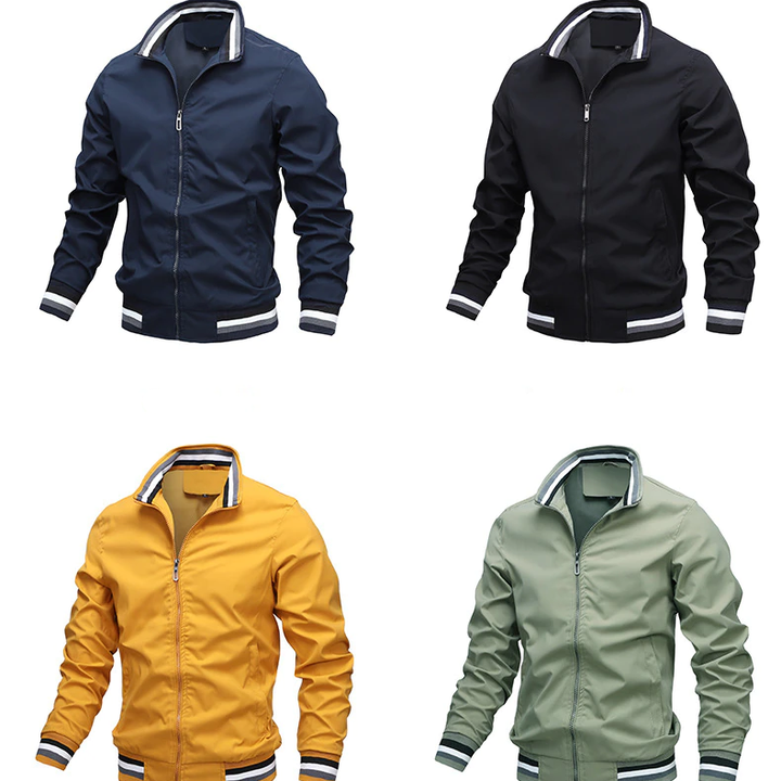 "Lässige Herren Bomberjacke für Herbst, blaue Farbe, lange Ärmel, idealer Schutz vor Wind und leichtem Regen."