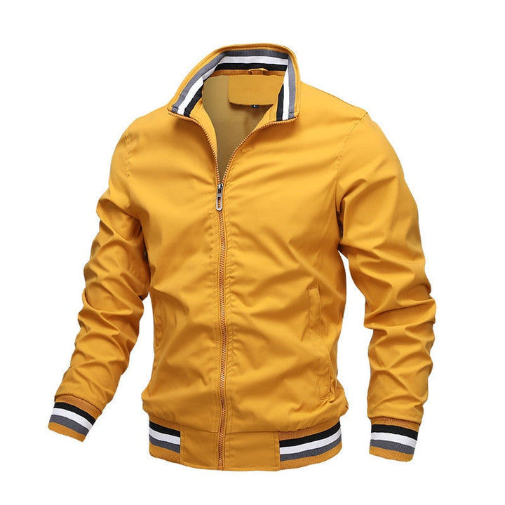 "Lässige Herren Bomberjacke für Herbst, blaue Farbe, lange Ärmel, idealer Schutz vor Wind und leichtem Regen."