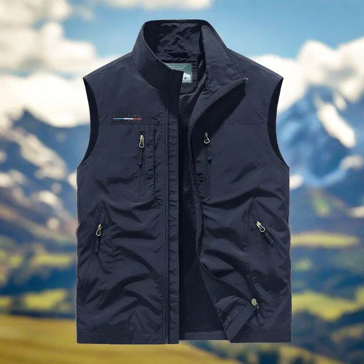 "Lässige multifunktionale Herren Outdoor-Weste, bequem geschnitten, in Farben Blau, Grau, Khaki, Oliv, Rot, Schwarz erhältlic