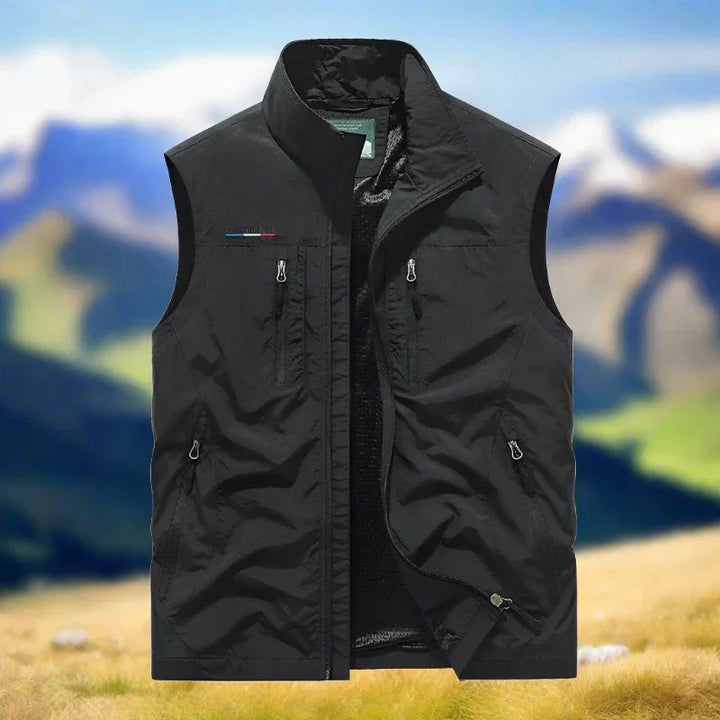 "Lässige multifunktionale Herren Outdoor-Weste, bequem geschnitten, in Farben Blau, Grau, Khaki, Oliv, Rot, Schwarz erhältlic