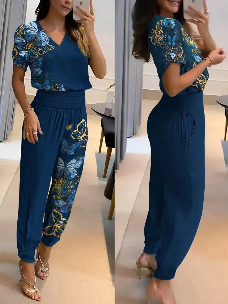 "Lässiges Damen-Set mit Oberteil und Hose in verschiedenen Farben, ideal für Alltag und Anlässe, zeitgemäße Eleganz."